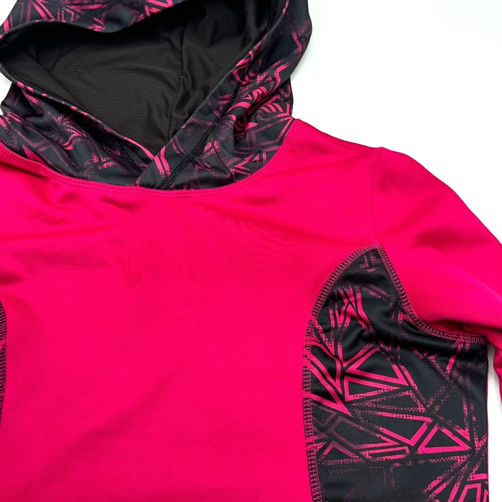 DANSKIN Girls 14/16 XL Hot Pink &‎ Black Pullover Hoodie Sweatshirt Athleisure